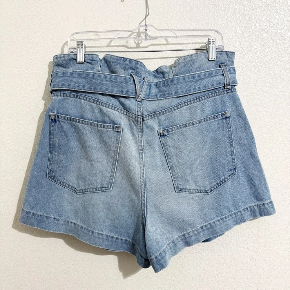 Veronica Beard‎ Jeans Nori Paperbag Waist Pleated High Rise Denim Shorts in Nova